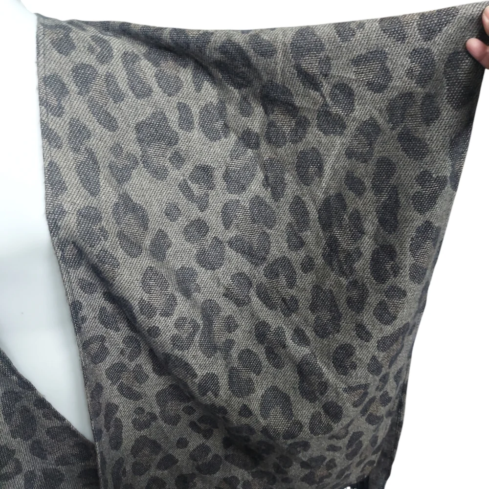 Woolrich Leopard Print Poncho Fringe One Size